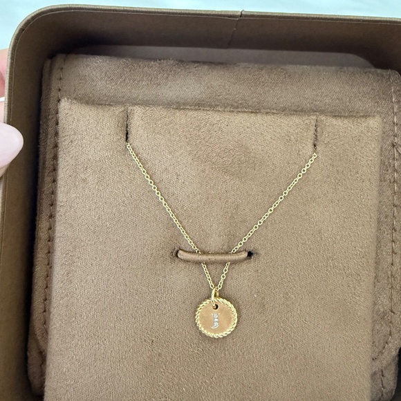 David Yurman 18k Gold and Diamond "J" Necklace - Picture 3 of 6